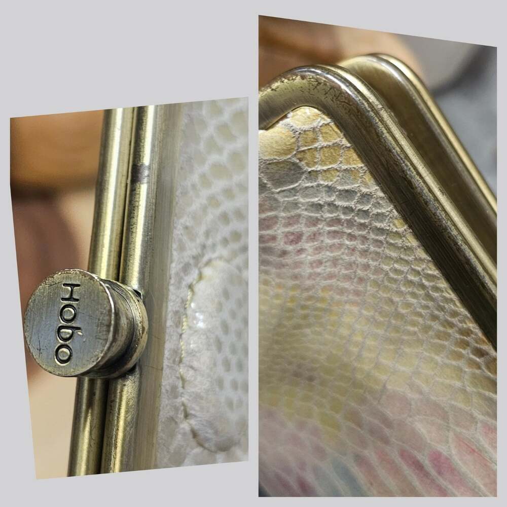 Hobo International Lauren Snake Print Pastel Rainbow Wallet Leather Clutch - Picture 8 of 11